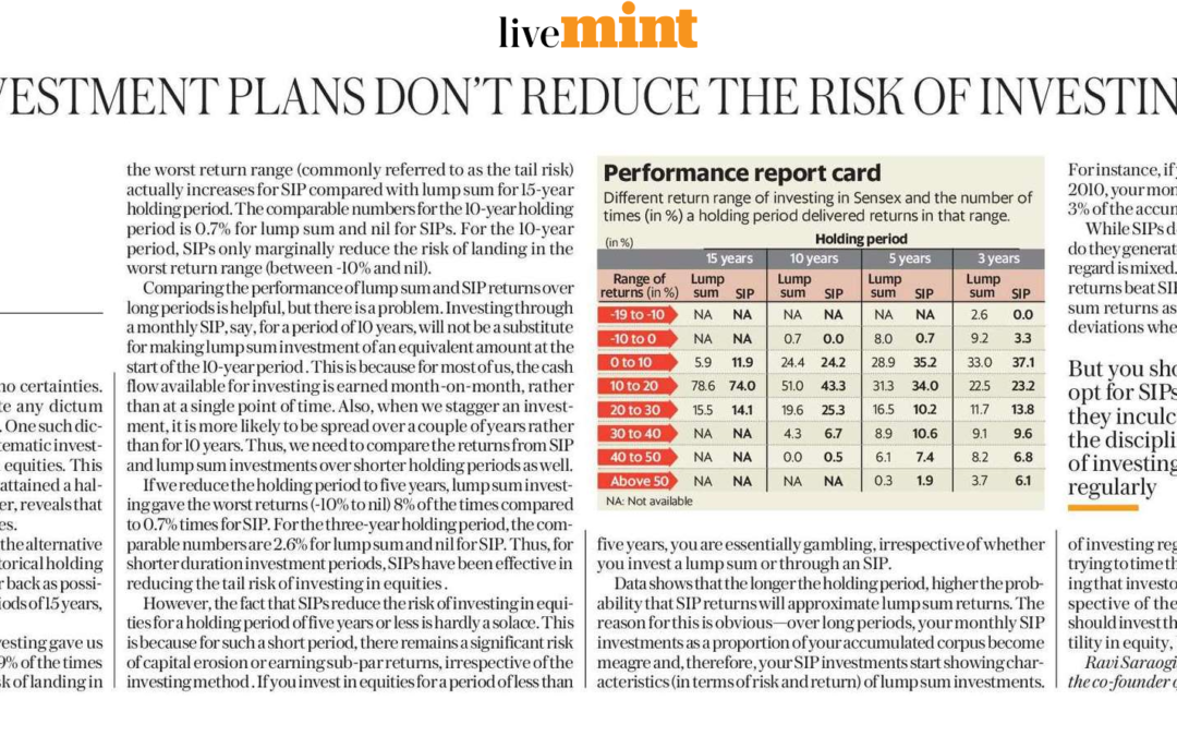 Systematic investment plans don’t reduce the risk of investing in equities