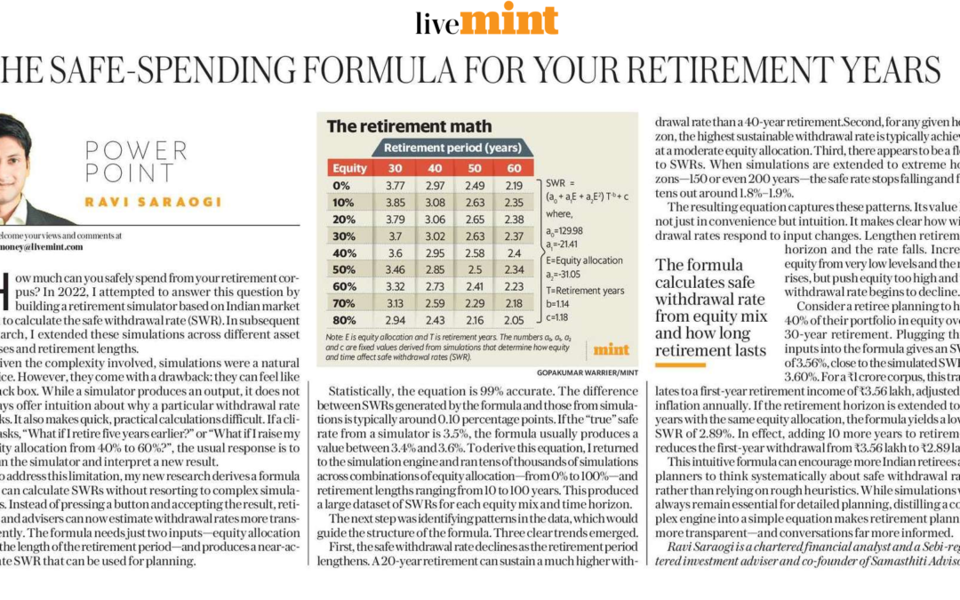 A simple formula to arrive at your retirement safe withdrawal rate